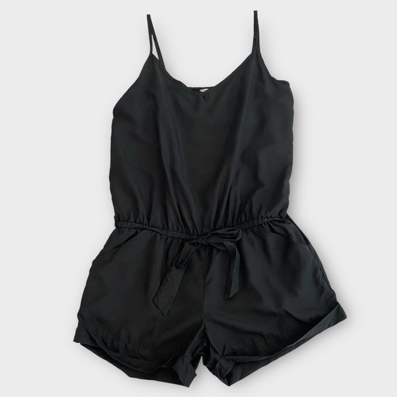 J. Crew Women’s Romper Small 100% Silk Tie Waist Roll Hem Fairy Grunge Feminine - Picture 2 of 9